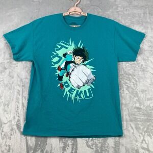My Hero Academia Funimation Graphic Tee Men Large Teal Deku Izuku Midoriya